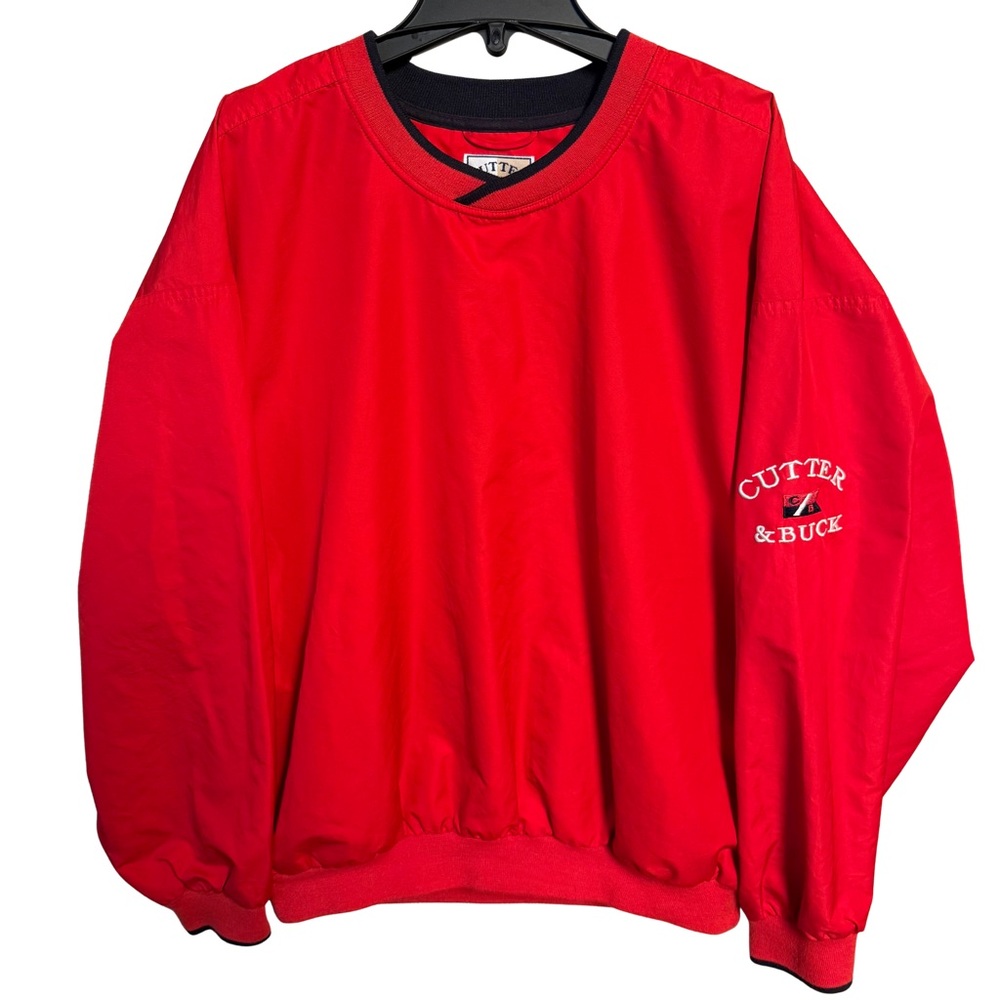 Cutter & Buck Men’s Large ClimaGuard Windbreaker Red Long‎ Sleeve Golf Pullover